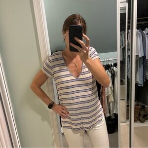 Anthropologie Bordeaux striped tee M
